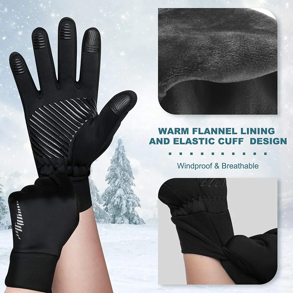 

1Pair Warm Riding Gloves Plus Velvet Keep Warm Non-slip Silicone Touch Screen Windproof Waterproof Outdoor Ski Cycling Gloves