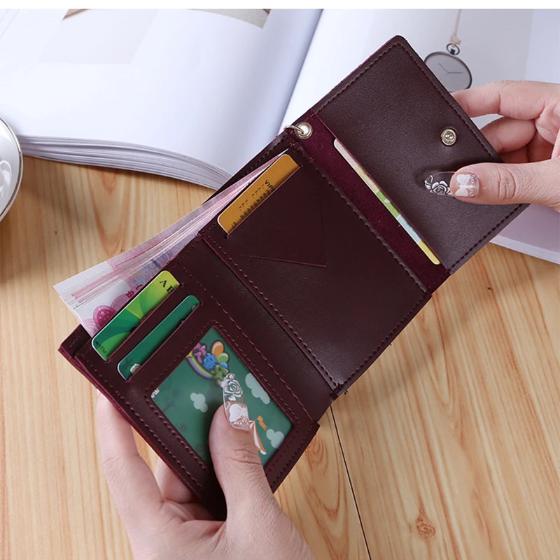 

Vintage Small Wallet Card Holder for Women Mini Purse Luxury PU Leather 2021 Portemonnee Dames Porta Tarjetas De Credito Mujer