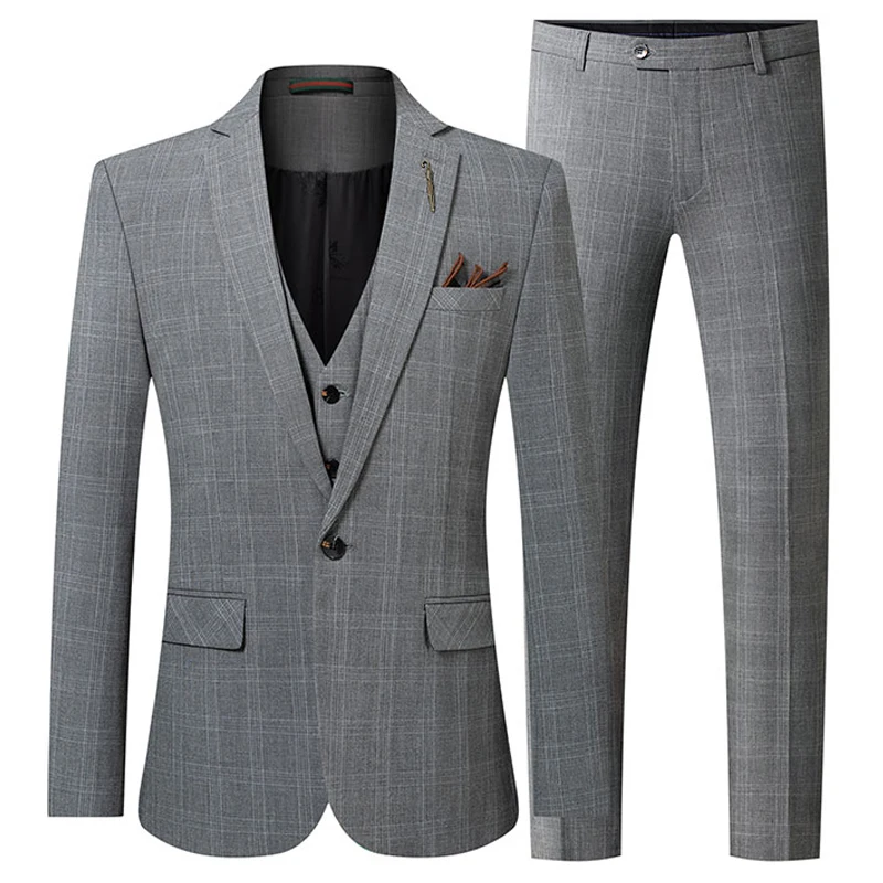 

Костюм для жениха свадебный из блейзера, жилета и брюк, от S до 7XL