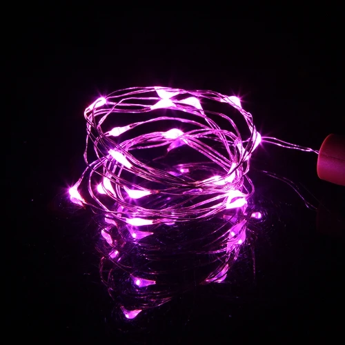 Pink Флакон для вина, пробковый свет, гирлянда в форме пробки, серебристые сказочные огни 1 м/2 м для праздника, вечеринки, свадьбы, Рождества, Хэллоуина - Испускаемый цвет: Pink