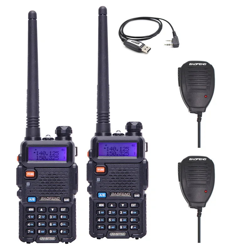 with mic-usb 2 шт BaoFeng UV-5R портативная рация VHF/UHF136-174Mhz& 400-520Mhz Двухдиапазонная двухсторонняя рация Baofeng uv 5r портативная рация uv5r - Цвет: with mic-usb