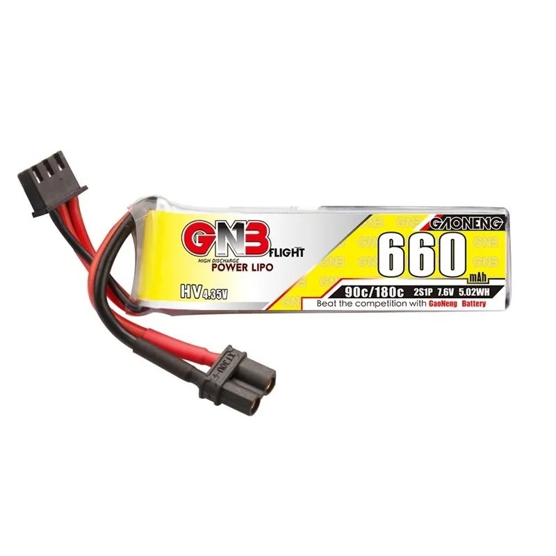 Bater&iacute;a Lipo con enchufe de XT30U-F para Dron de carreras, pila de 660mAh, 7,6 V, 90C/180C, HV, GNB 2S, Happymodel, FPV, Cine, BetaFPV, RC-2