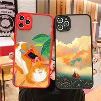 cartoon cat girl phone case for iphone 13 11 12 pro max 7 8 plus se 2020 for iphone x xr xs max hard shockproof cover fundas