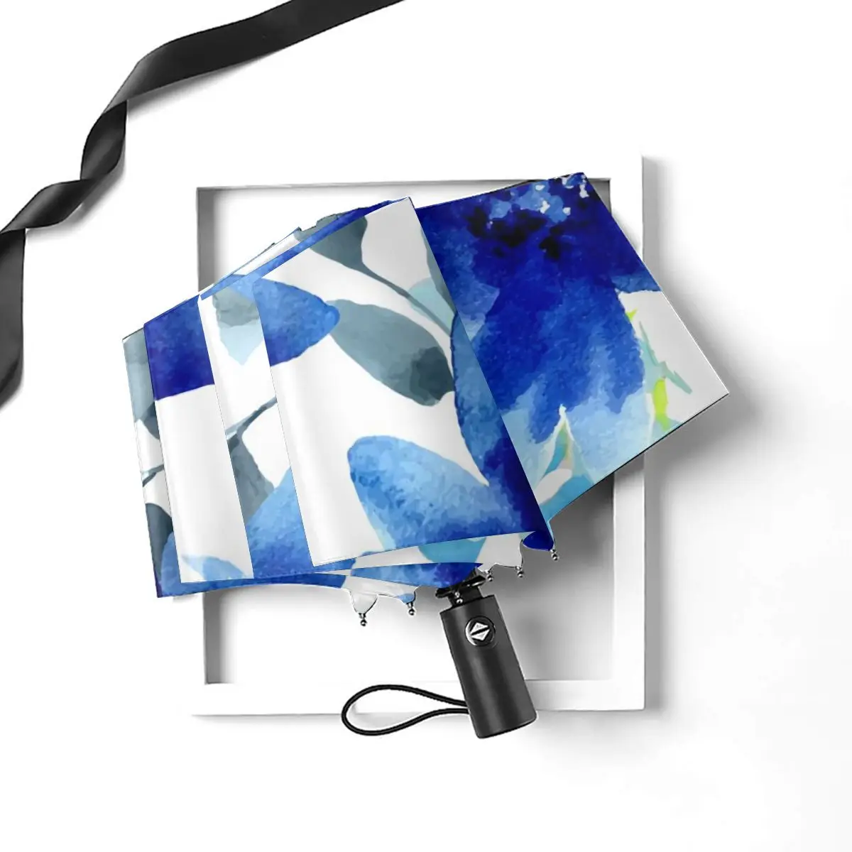 Comprare Resistente Al Vento Pieghevoli Donne Ombrello Automatico Auto Blu Fiori Acquerello Antivento Ombrelli Da Pioggia Per Gli Uomini Parasole