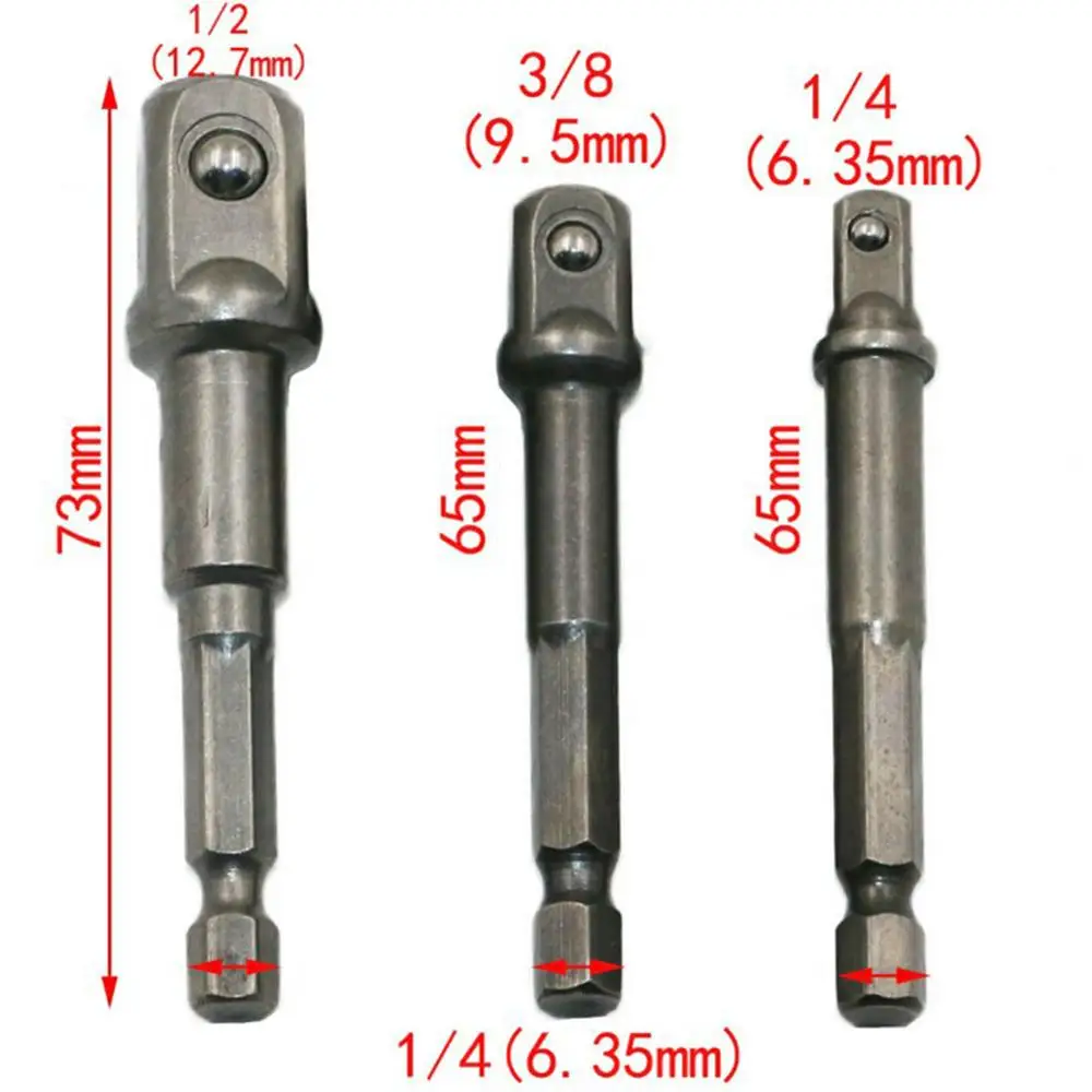 8Pcs/Set Hex Wrench Sleeve Extension Bar Drive Power Drill Bit 1/4&quot 3/8&quot 1/2&quot Socket Driver Adapter Set Chrome Vanadium Steel |
