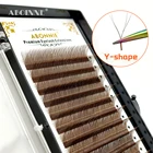 Abonnie коричневый YY форма ресниц Премиум индивидуальное наращивание ресниц шелковое наращивание ресниц Мега объем ресниц лоток