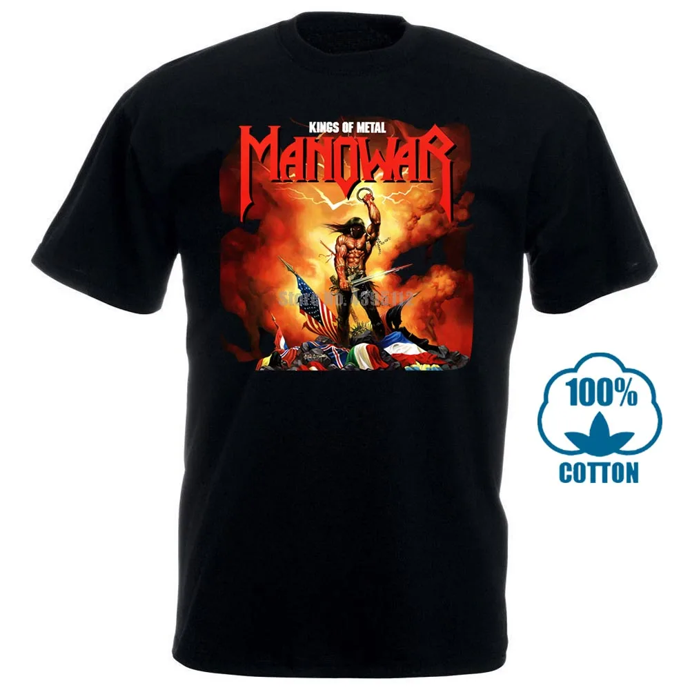 Мужская черная футболка Kings Of Metal Manowar летняя с тяжелым металлическим покрытием
