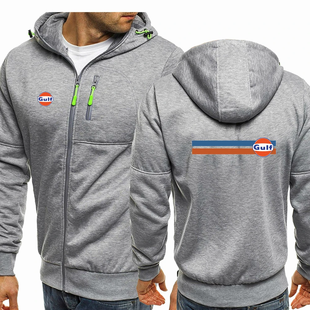 

Spring Autumn New Style Casual Fashion Gulf Logo Hoodies Mens Warm Fleece Hip Hop Zipper Hooded Sweatshirts Tops 3 Colors