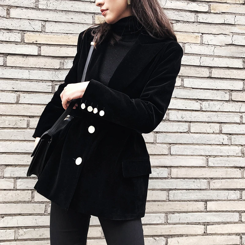 Женская одежда бархатный маленький пиджак женский новый осенний дизайн тонкий