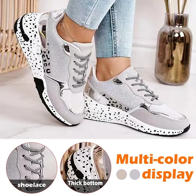 

Women Sneakers Lace-Up Platform Sports Shoes for Women Breathable Ladies Sneakers Leopard Print Women's Vulcanize Shoes