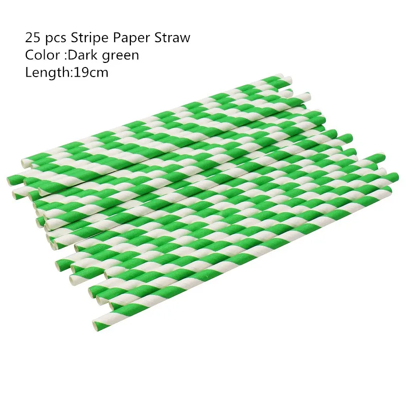 25pcs straws A3 Красочные бумажные стаканы в полоску и тарелки одноразовые трубочки салфетка на свадьбу День рождения, детский душ фестиваль столовая посуда все для праздника - Цвет: 25pcs straws A3