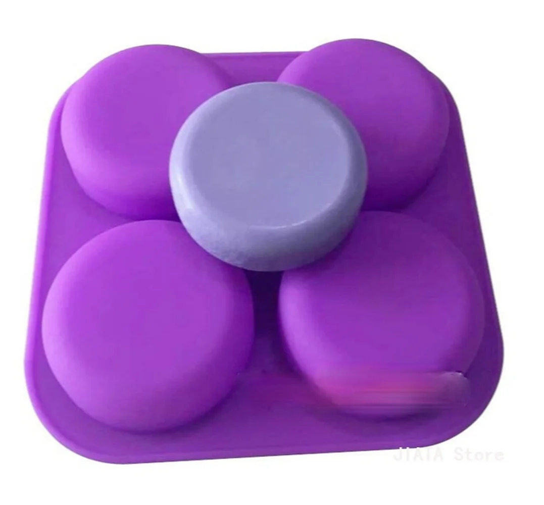 

4 Cavity Round Circles Silicone Soap Molds Cake Decorating Tools Chocolate Fondant Muffin Baking Soap Molds Heat Resistant