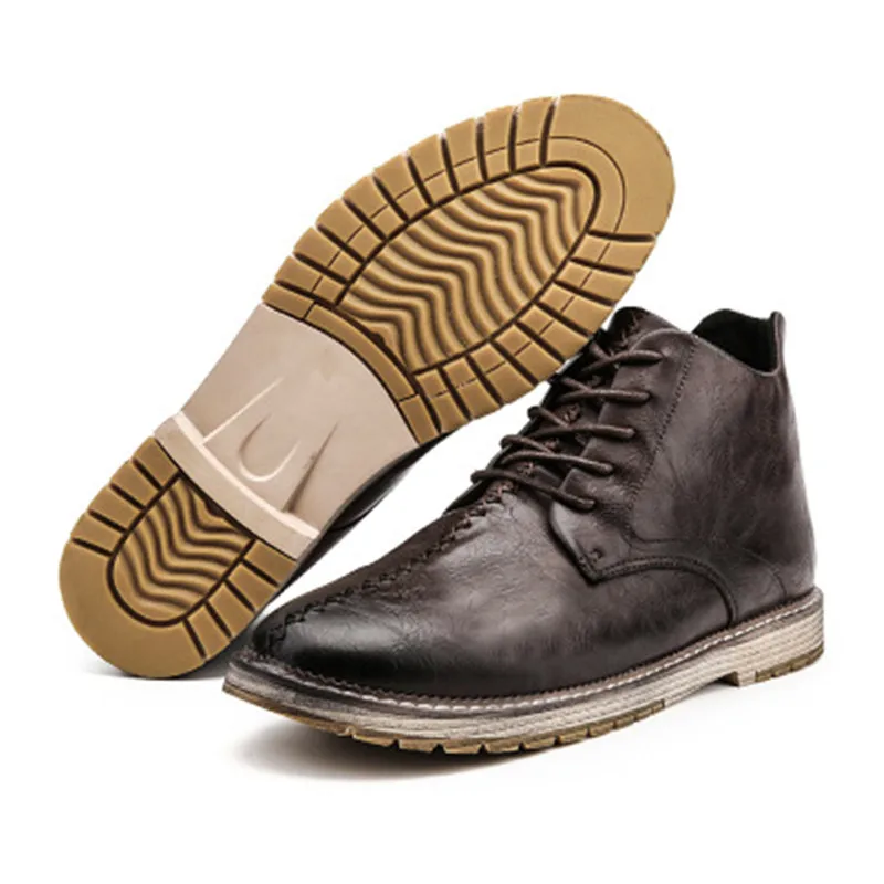 Мужские рабочие ботинки из натуральной кожи коричневые ботильоны модная обувь
