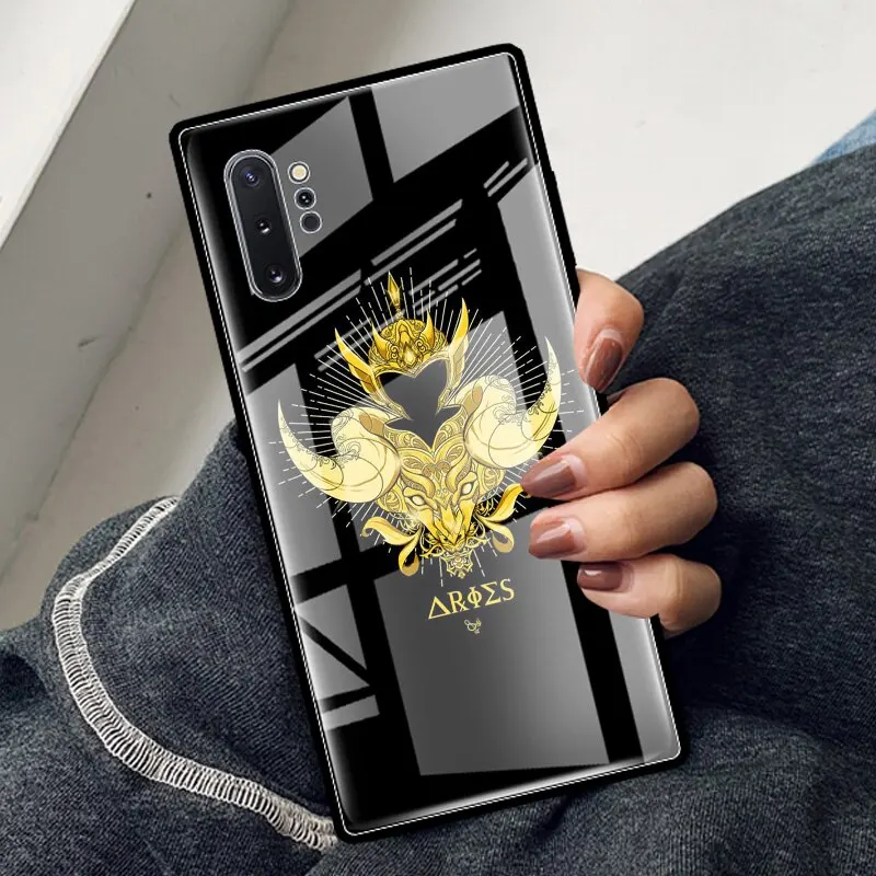 glass case for samsung galaxy s20 fe s10 s9 s8 plus note 20 ultra 10 lite 9 8 tempered phone cover capas anime saint seiya logo free global shipping