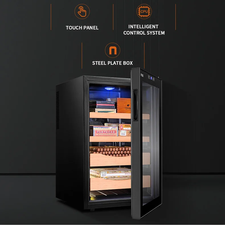 Электрический шкаф для увлажнения сигар Humidor 70L Коробка Для Хранения Сигар термостатический& Постоянная Влажность сигары увлажняющий FK-65C