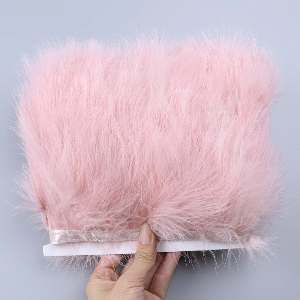 2 метра окрашенной кожи розовые Страусиные искусственные перья лента с бахромой