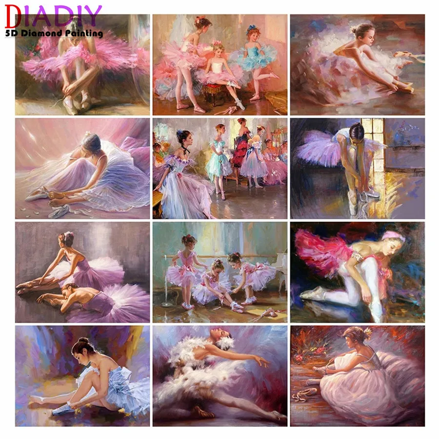 

Full Square Diamond Painting Ballet 5D Diamond Embroidery Portrait Rhinestones Cross Stitch Mosaic Girl Decor For Home