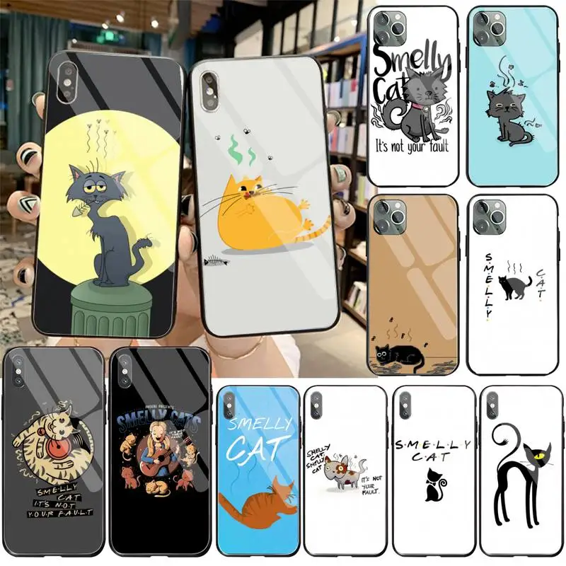 cutewanan smelly cats phone case cover tempered glass for iphone 11 pro xr xs max 8 x 7 6s 6 plus se 2020 case free global shipping