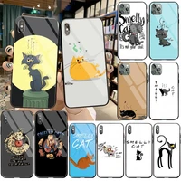 CUTEWANAN Smelly Cats Phone Case Cover Tempered Glass For iPhone Pro MAX Plus 2020 case