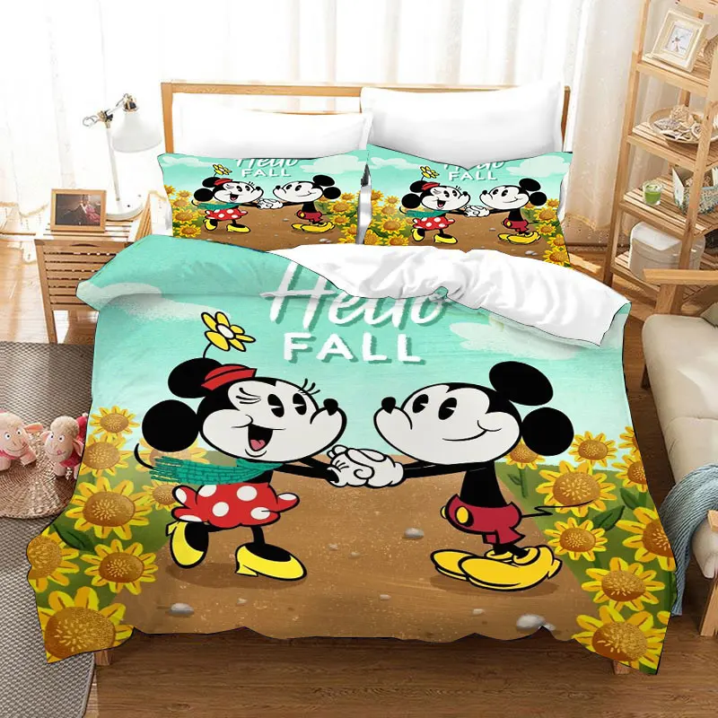 

Disney mickey mouse bedding set for kids bed decor single size duvet covers queen bed 3 pcs home textile birthday presents black