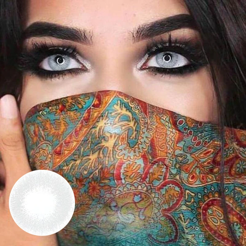 

2 pcs/1 Pair Mia Grey Colored Contact Lens Yearly Color Crazy Lenses For Eyes Soft Lens