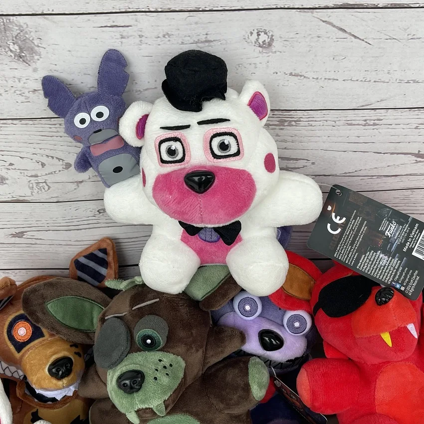 

18CM FNAF Foxy Chica Bonnie Freddy dorado pesadilla Fredbear llavero de oso cinco noches en Freddy 4 juguetes de peluche colgant