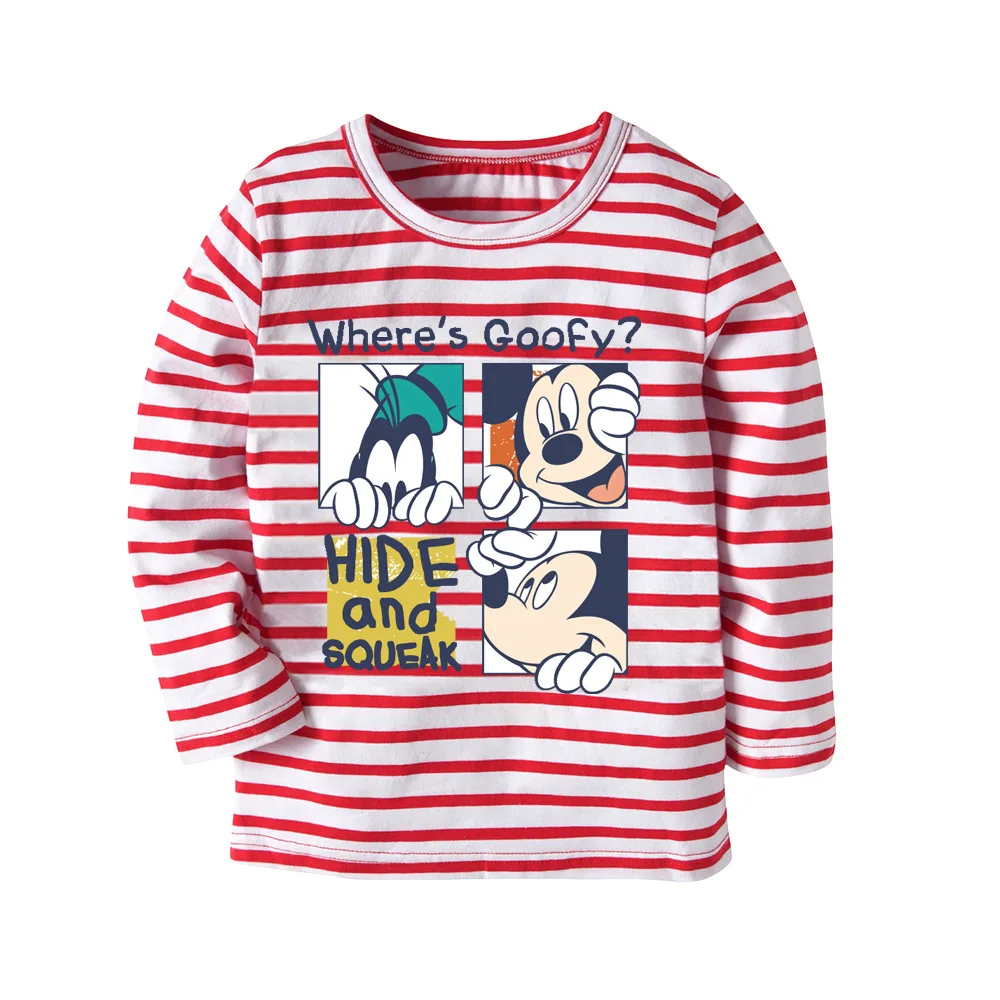 Весенне осенняя футболка в полоску с длинными рукавами и изображением Минни