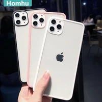 homhu candy color border shockproof phone case for iphone 12 13 mini 11 pro max xr x xs max 7 8 plus se 2020 clear back cover