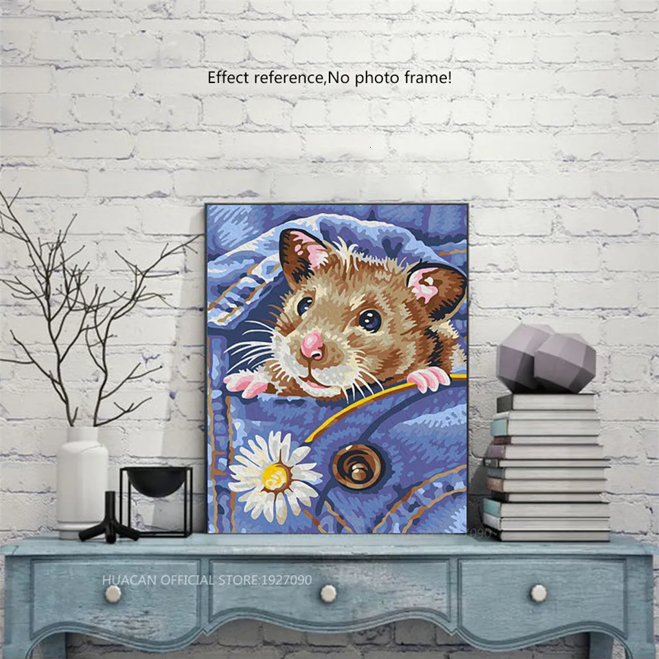 HUACAN 5D DIY Diamond Painting Hamster Full Drill Pictures Of Rhinestones Decor Home Flowers Mosaic Diamond Embroidery Animals