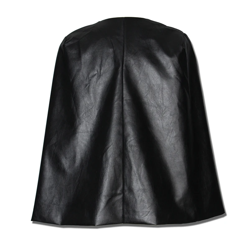 

Women Solid Black Blazer PU Leather European Style Nightclub Female Split Cloak Cape Jacket Suit Lady OL Outerwear S-XL