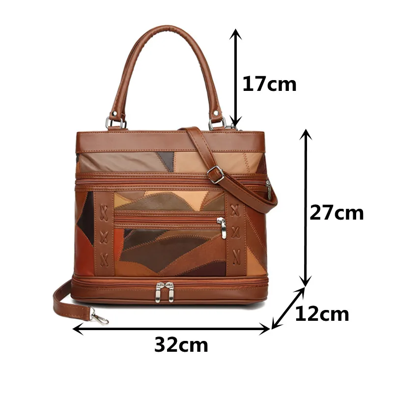 

Top-Handle Bag Women Luxury Sheepskin Shoulder Bag Vintage Patchwork Crossbody Tote Bags Female Hot Messenger Handbag Grand Sac
