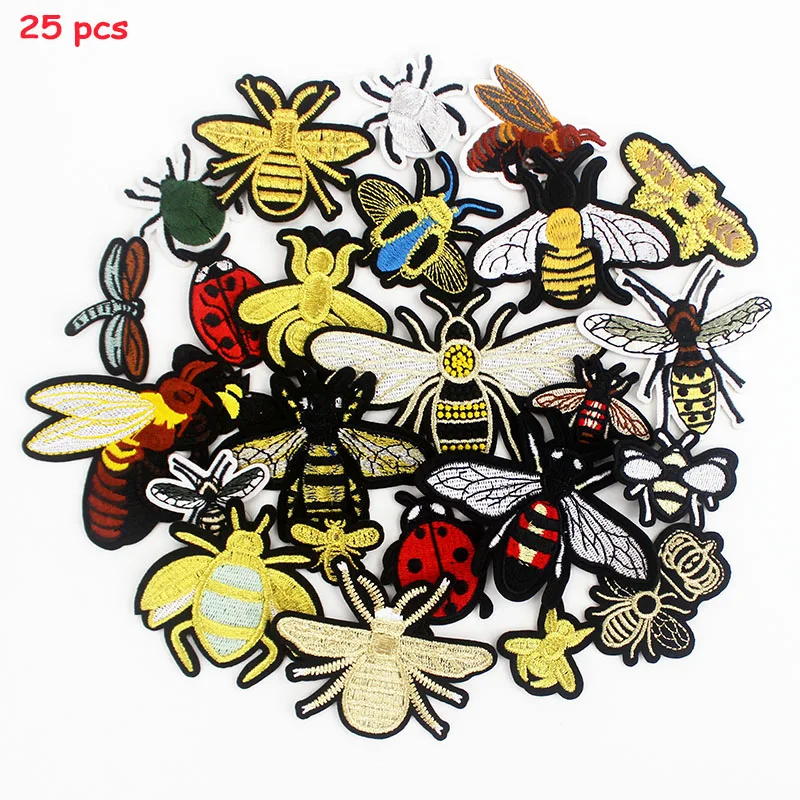 

25 Pcs Cartoon Small Insects Patches Iron on Embroidered Beetle Ladybug Badges DIY Stickers for Clothes Bags Appliques