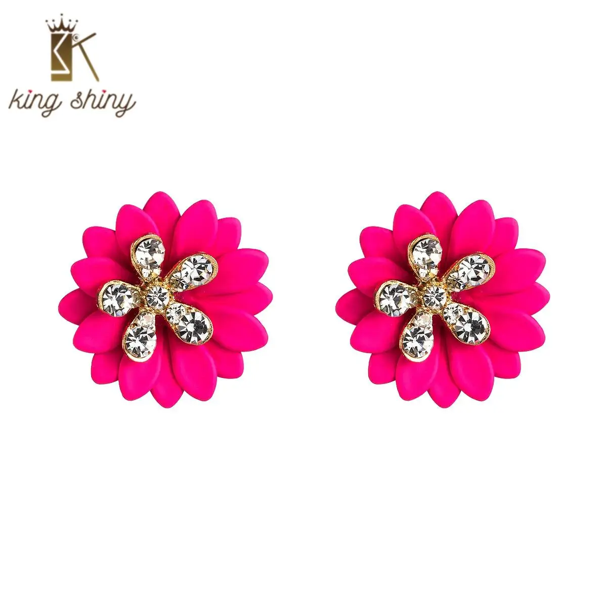 

2020 Korean New Arrival Statement Studs Earring for Lady High Quality Simple Design Multi Layers Flower Rhinestone Studs Earring