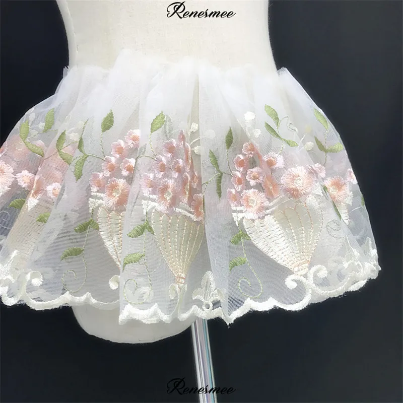 1 м розовые и зеленые цветы цветочная ткань вышивка детская одежда женское платье