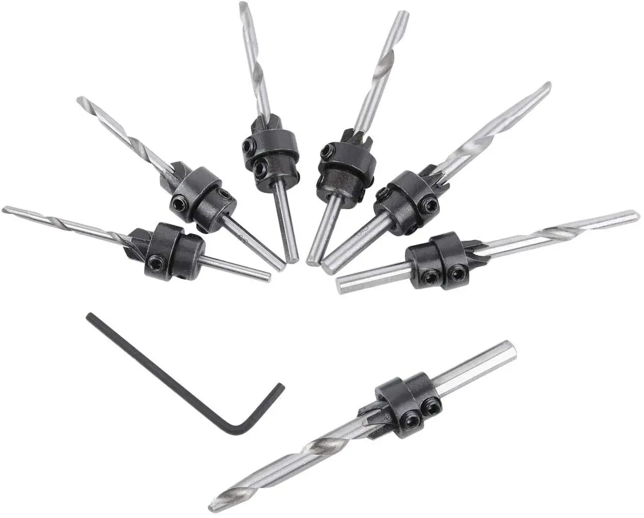 

22 pcs Professional Countersink Drill Bit Set Tampered Drill Wood Screw Drills Stop Collar Woodworking Countersinks Drills Bits