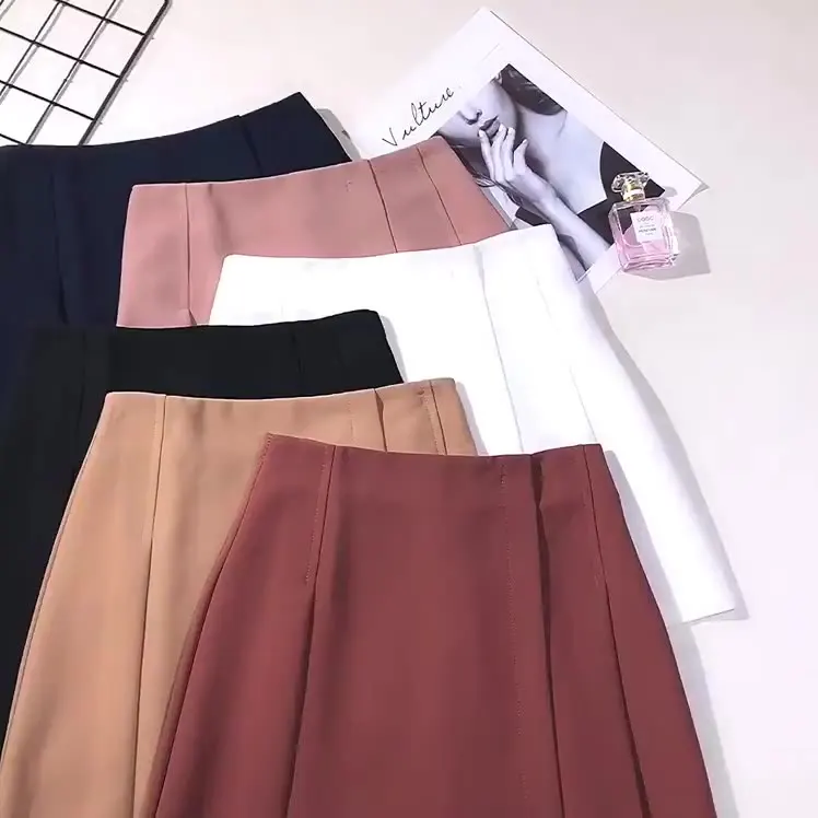 

Women Fashion 2021 High Waist Zipper Pleated Skirt Candy Colors Female Mini A-line Girls Dance Skirts