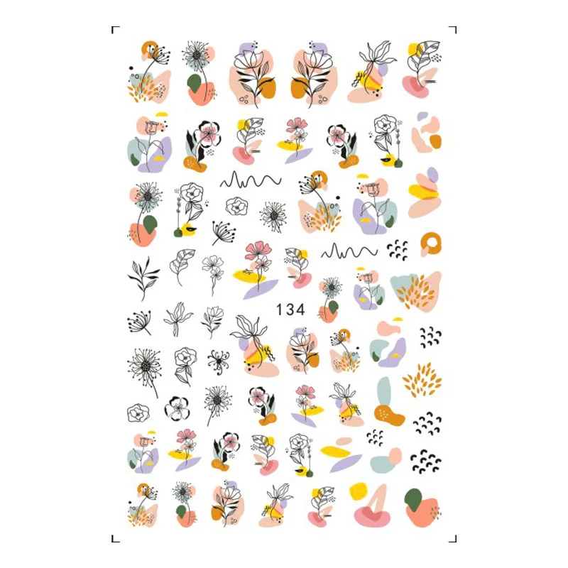 

1PCS Water Transfer Adhesive Nail Decal Girly Abstract Flower Leaf Water Slider Manicure Nail Art Decoration Polish Sticker Set