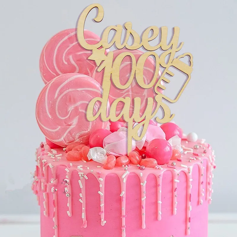 

Happy 100 Days Cake Topper Custom Name Baby Shower Cake Topper Personalised Cake Topper Birthday Cake topper