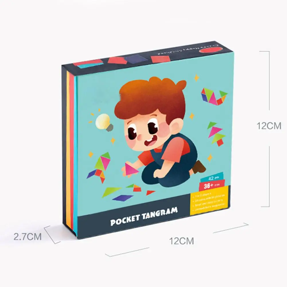 

2 Sets Of Jigsaw PuzzleToy Childrens Education Benefit Intellectual Jigsaw Teaching Aid Tangram DIY Wooden Jigsaw Puzzle