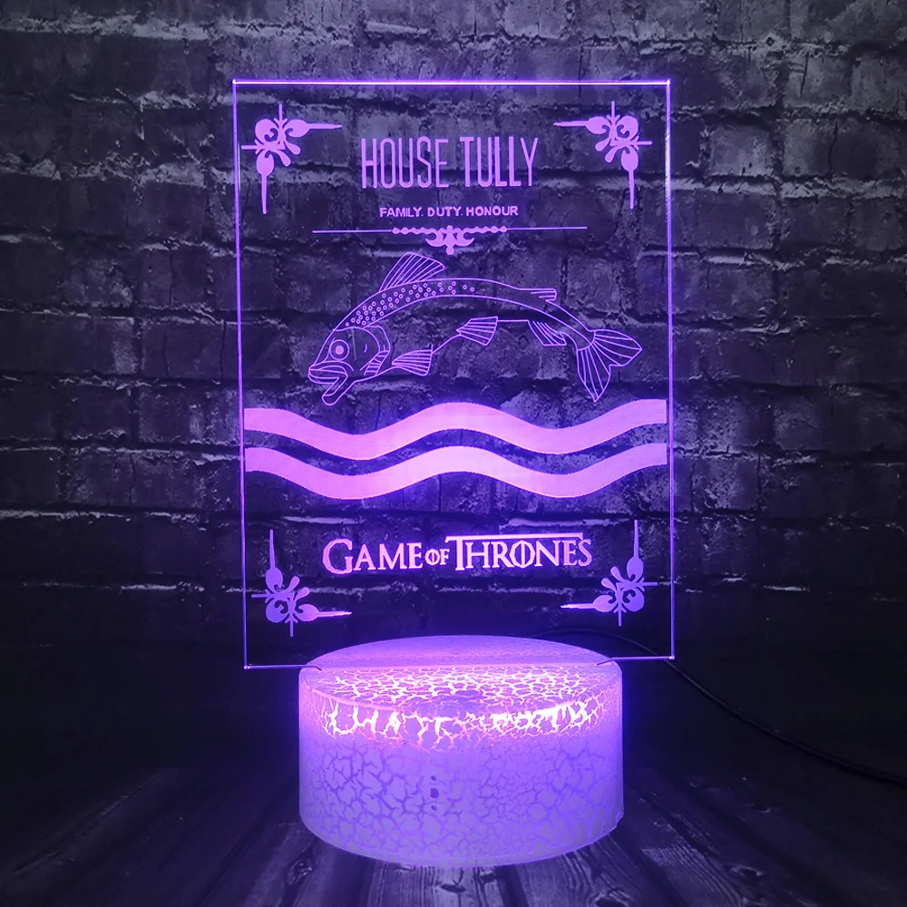 Игра престолов Дом Талли песня Льда и Огня 3D светодиодный светильник 7 цветов