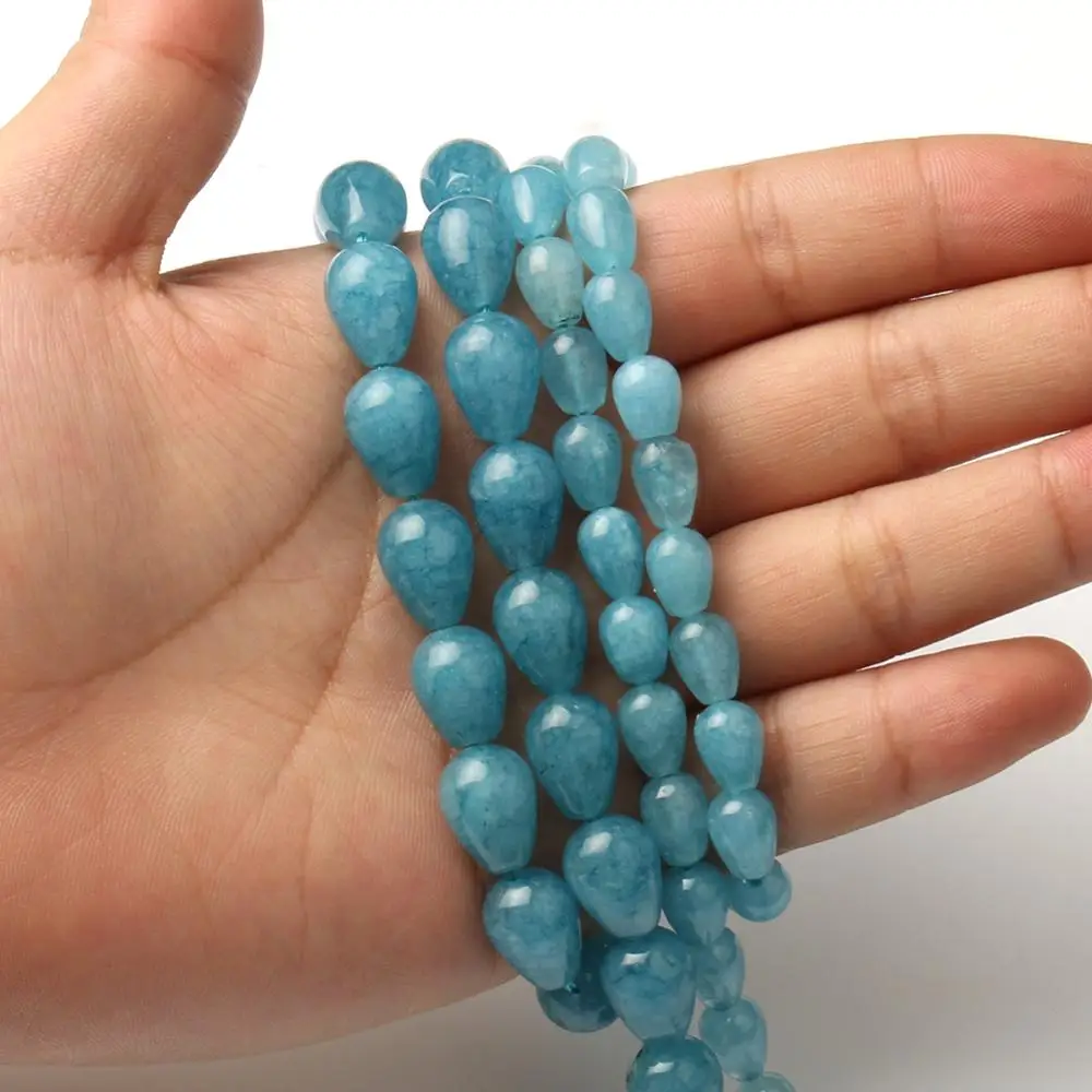 Оптовая продажа натуральный камень небесно-голубой нефрит в форме капли воды