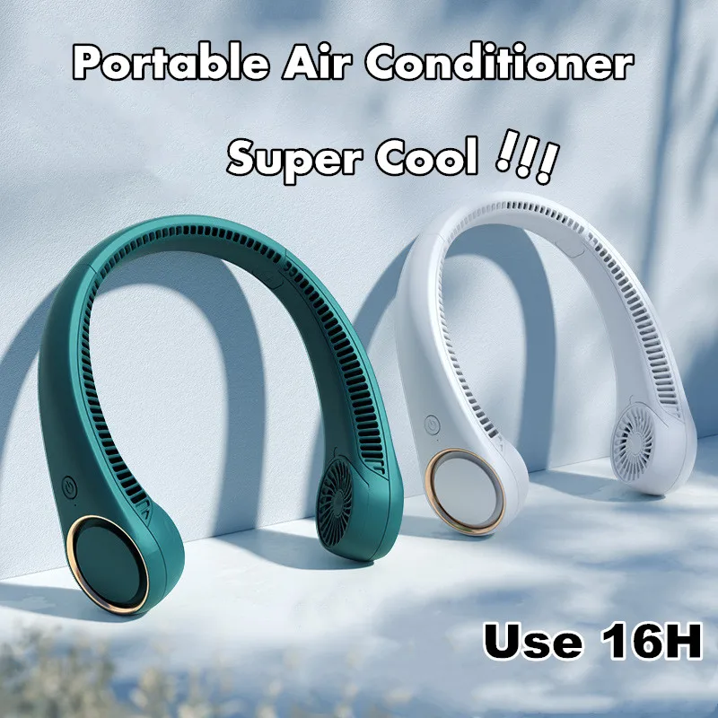 

Wholesale Mini Cooling Fan Neck Fan 4000mAh USB Rechargeable Fan Mute Sports Fans Portable Bladeless Air Conditioning Fan New