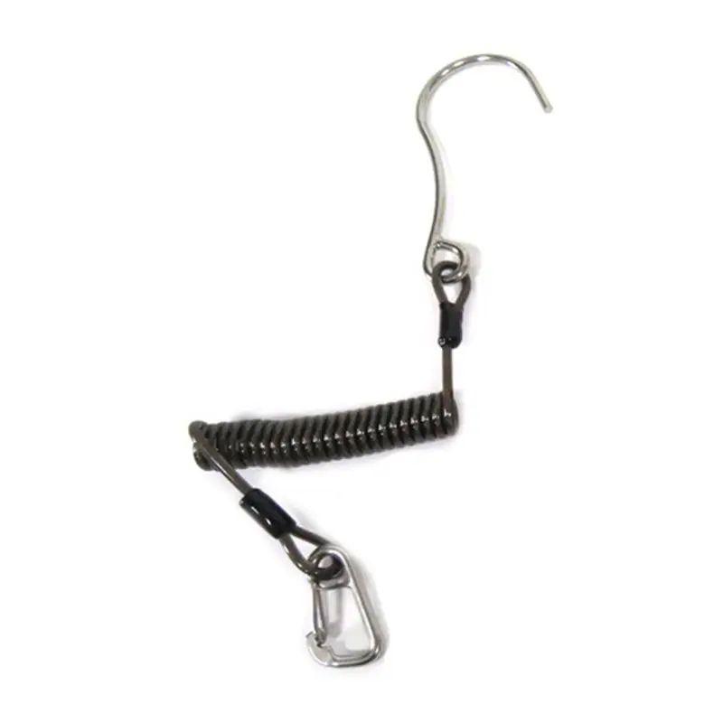 

Durable Stainless Steel Clasp Scuba Diving Reef Drift Coil Lanyard Single Hook H8WC