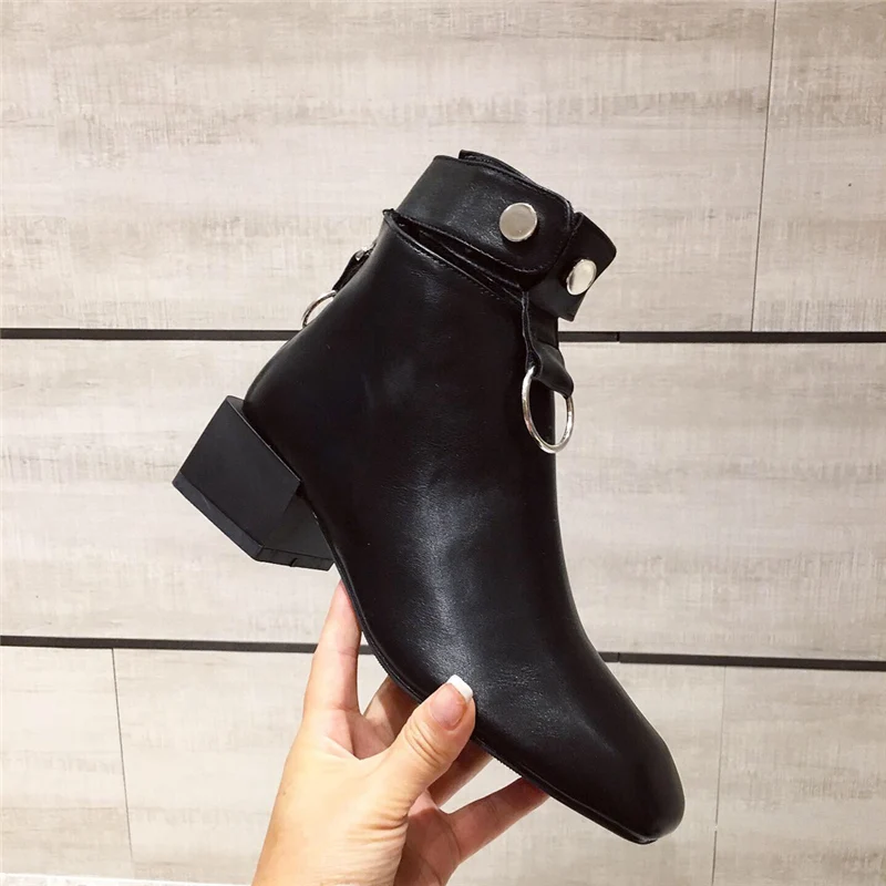 2019 г. Зимние Модные женские ботильоны на низком квадратном высоком каблуке