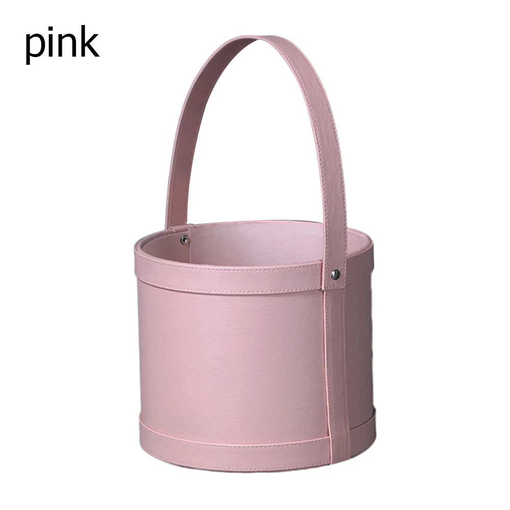 B-Pink Коробки для цветов букет цветочный упаковочная коробка круглая коробка для свадебного торта Прозрачная ПВХ кожа цветок подарок пылезащитный выставки - Цвет: B-Pink