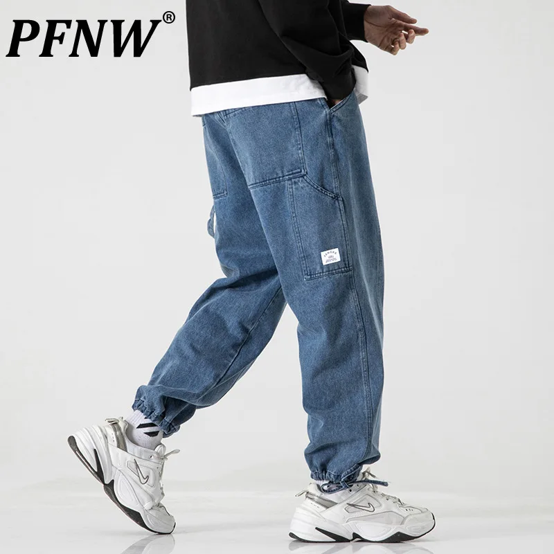 

Мужской джинсовый комбинезон PFNW, свободный однотонный прямой джинсовый комбинезон в японском стиле Харадзюку, рабочая одежда, джинсы на ос...