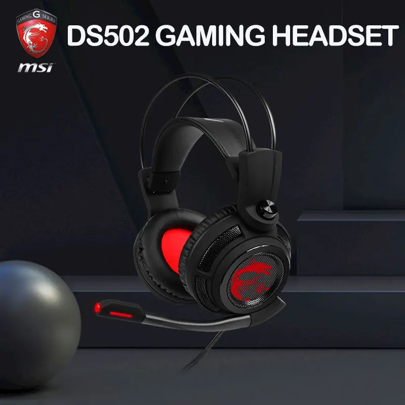 Ergonomik kablolu oyun kulaklıklar MSI DS502 oyun kulaklığı LED mikrofon ile RGB gürültü azaltma HiFi 7.1 dizüstü PC Gamer için