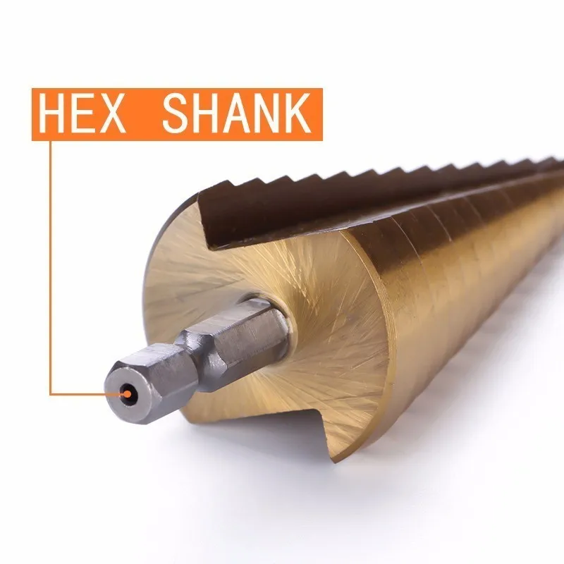 Набор ступенчатых конических сверл LAMEZIA 3 шт. из быстрорежущей стали с титановым