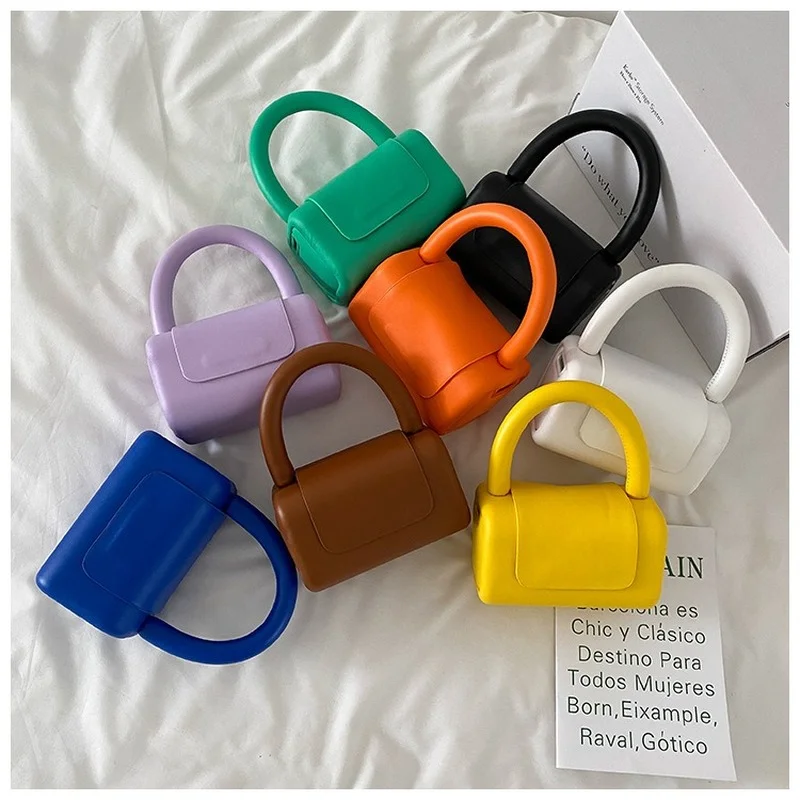 

Luxury Designer Handbag Brand Women's Shoulder Bags Simple Flap PU Leather Small Square Crossbody Bag Female Solid Color Purses