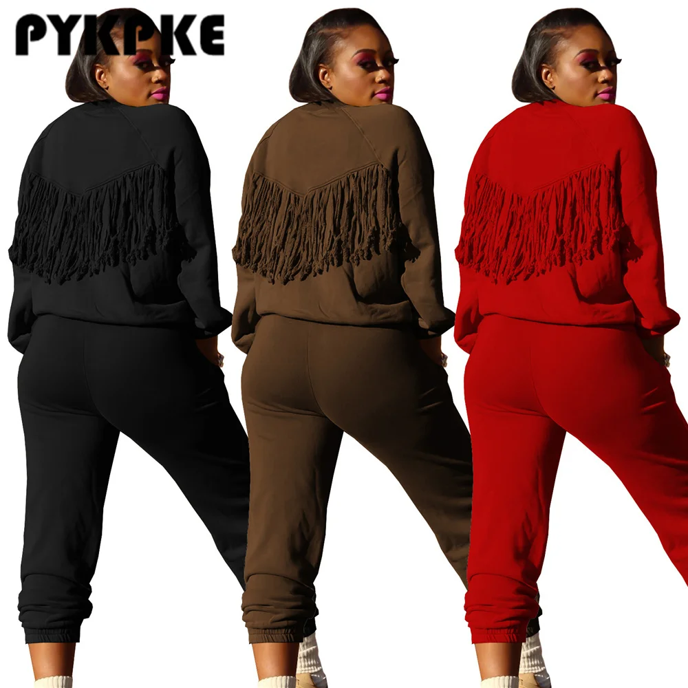 

Женский комплект 2 шт. спортивные костюмы с длинными рукавами и брюки-джоггеры, повседневный спортивный костюм, наряд